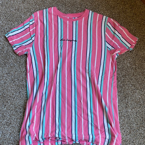 San Francisco Mens Medium Pink Striped T-Shirt - Picture 1 of 4
